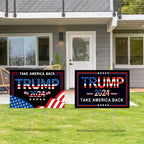 Trump 2024 Yard Signs, 2PCS 16" X 12" Trump 2024 Take America Back Yard Signs for Garden with Heavy Duty Metal H-Frames Double Sided Placard Voted For Trump Signs
