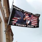Trump 2024 Flags 3x5 Ft Fight Trump Survived Shot Flag Trump Fist Flag Fight Fight Fight Trump Flag With 2 Brass Grommets for Indoor Outdoor Decorations
