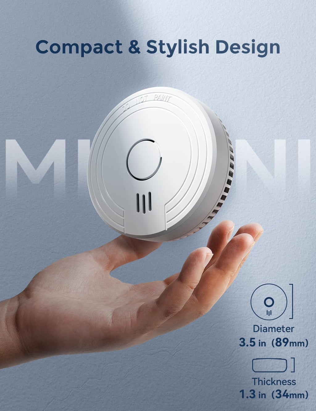 Ecoey Smoke Detector, Smoke Alarm with Advanced Photoelectric Technology, Fire Alarm Smoke Detector with Test Button and Low Battery Reminder, Fire Alarm Used in Bedroom, Home, FJ136, 10 Packs