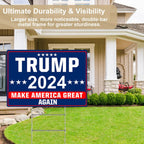 Shmbada Trump 2024 Make America Great Again MAGA Yard Sign with Metal Stake - 20 x 14 Inch Double Sided Outdoor Decorative Trump Signs for Garden Yard Lawn House