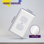 Duplex Wall Plates Kit, Electrical Outlet Covers, Standard Size 1-Gang 4.50" x 2.76", Unbreakable Polycarbonate Thermoplastic, Electric Receptacle Plug Covers, 8821-W-5PCS, White (5 Pack)