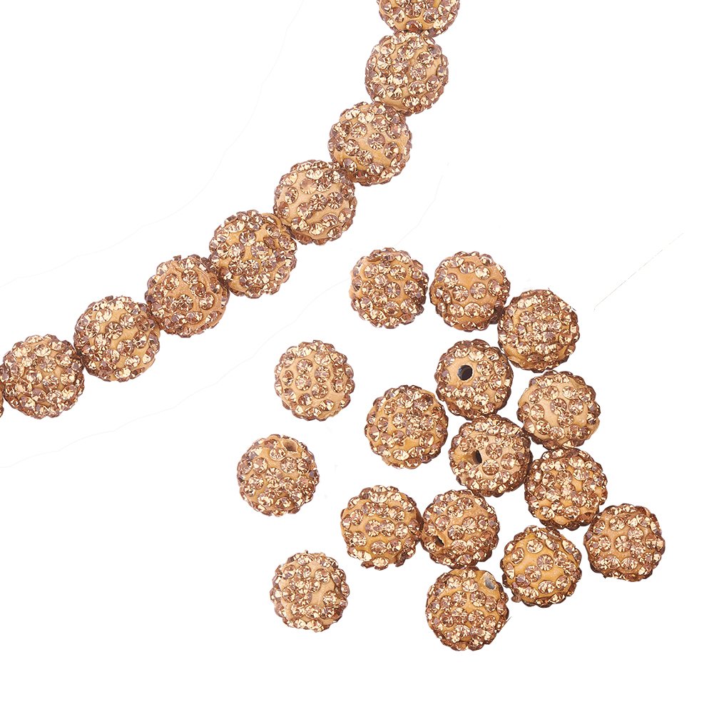 PH PandaHall 100pcs 10mm Rhinestones Beads Topaz Pave Disco Ball Clay Beads Polymer Clay Rhinestone Beads Crystal Diamond Beads for Pen Bracelet Necklace Earring Jewelry Making Christmas Decor