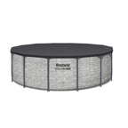 Bestway Steel Pro MAX 14' x 48" Above Ground Pool, Round Metal Frame Outdoor Swimming Pool Set with Filter Pump, Ladder, and Cover, Gray Stone Print