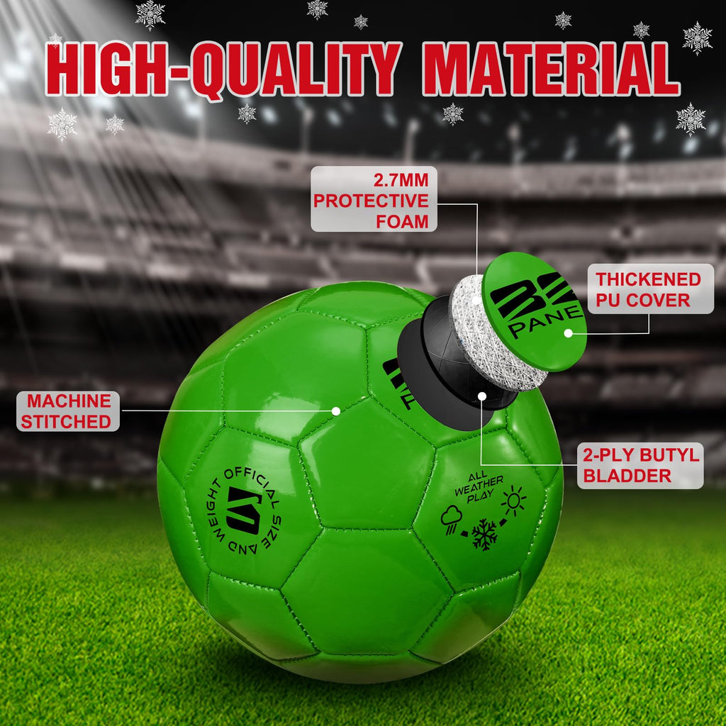 Shappy 2 Pcs Operation Christmas Soccer Balls Bulk with Pump, Mesh Bag Official Size 3 4 5 Indoor Outdoor Soccer Ball for Game Practice Training Sport Soft Soccer Gift for Child Adult(Size 4,Green)