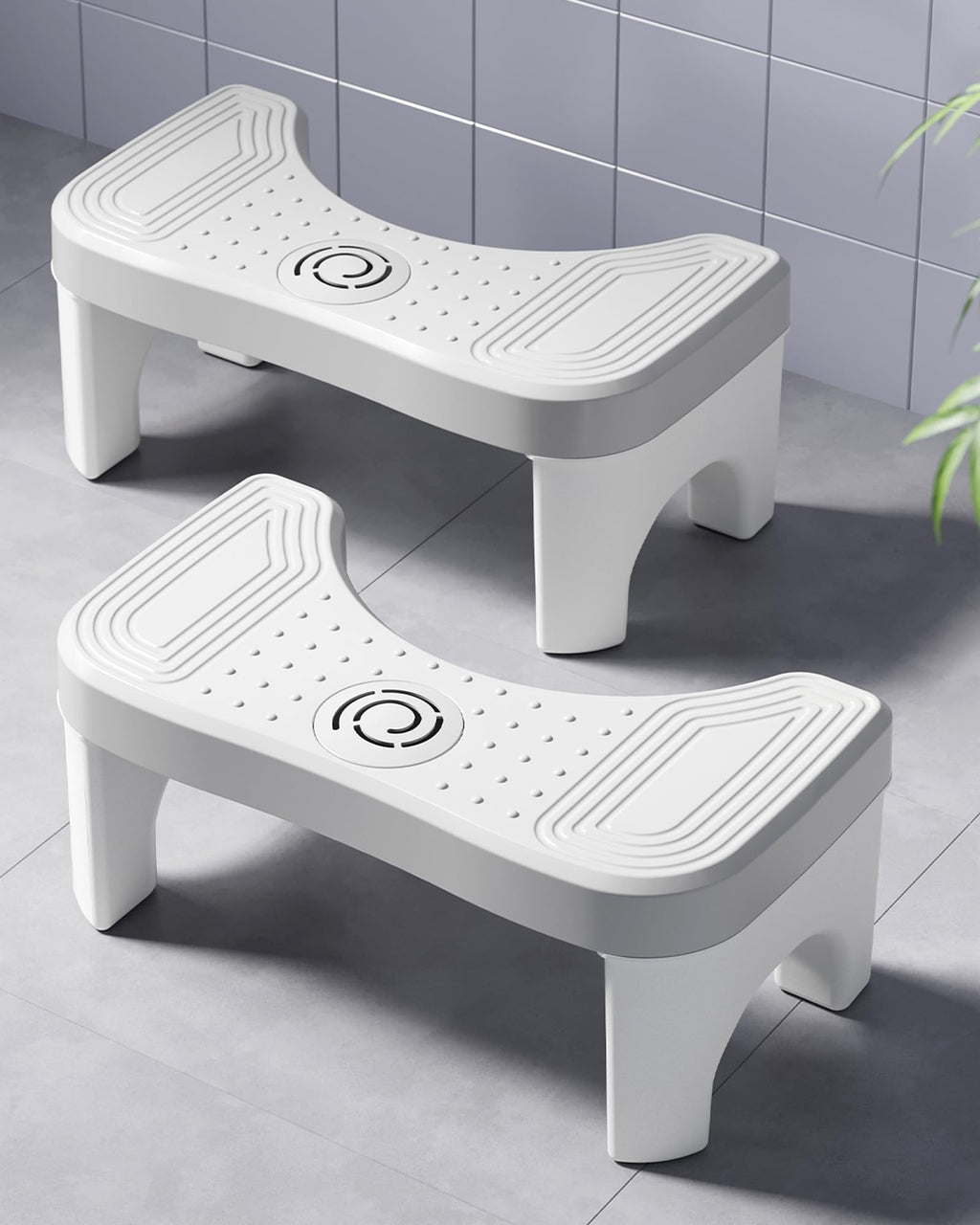 Recximi 2 Pack Toilet Potty Stool Adult, Portable Bathroom Stools for Adults, 7 Inch Step Stool with Air Fresher Box, Toilet Feet Pooping Stool for Toddlers, Stool for Toilet to Help Poop, Grey