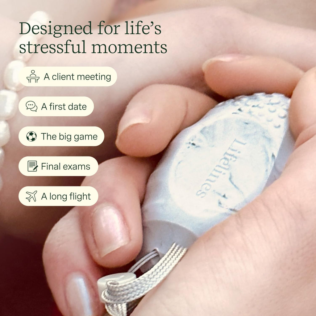Lifelines Scent-Infused Meditative Fidget Stones 2-Pack & Essential Oil Set, Portable Essential Oil Diffuser with Individual Walk in The Woods: Energy Essential Oil Blend 3 ML Included