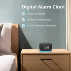 Buffbee Sound Machine & Alarm Clock 2-in-1, 0-100% Clock Face Brightness, Bottom Colored Light, Sleep Timer, Precise 30-Level Volume Control White Noise Machine