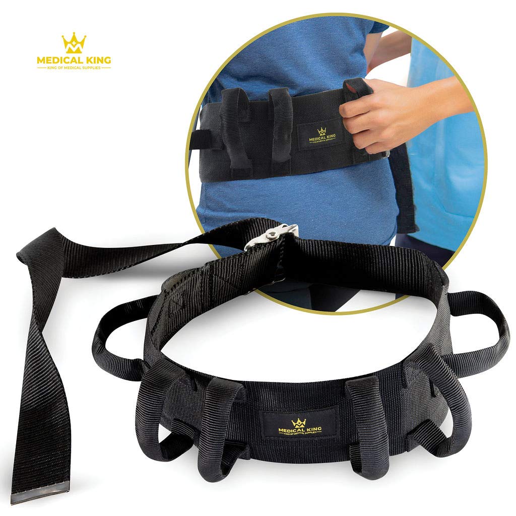 Medical king Transfer Belt Fle to unlock - 50" holds up 500 LBS - or Lifting Seniors - Gait Belt With 6 Handles - Great lift belt for elderly, therapy, handicap etc. walking & standing - easy buck