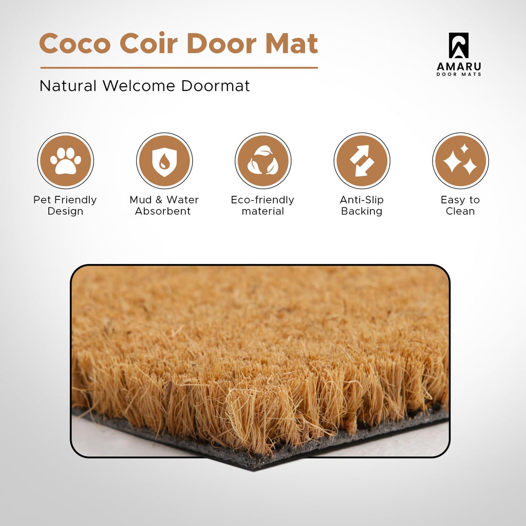 Welcome Dog - 17"x29" - Coir Door Mat with Heavy Duty Backing - Welcome Mats for Entryway, Porch - Anti-Slip PVC & Coconut Fiber Surface - Natural Home Accessories, Minimalist Original Design