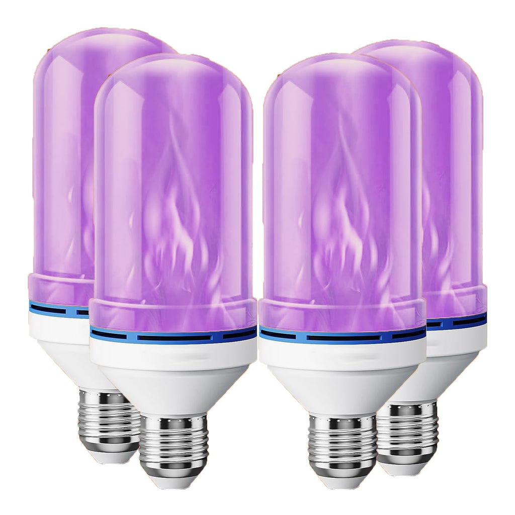 LeiNetfor Upgraded LED Flame Light Bulbs, 4-Mode Flickering Light Bulbs with Gravity Sensor, E26 Fire Light Bulb for Porch Party Patio Home Halloween Christmas Indoor Outdoor (Purple, 4)