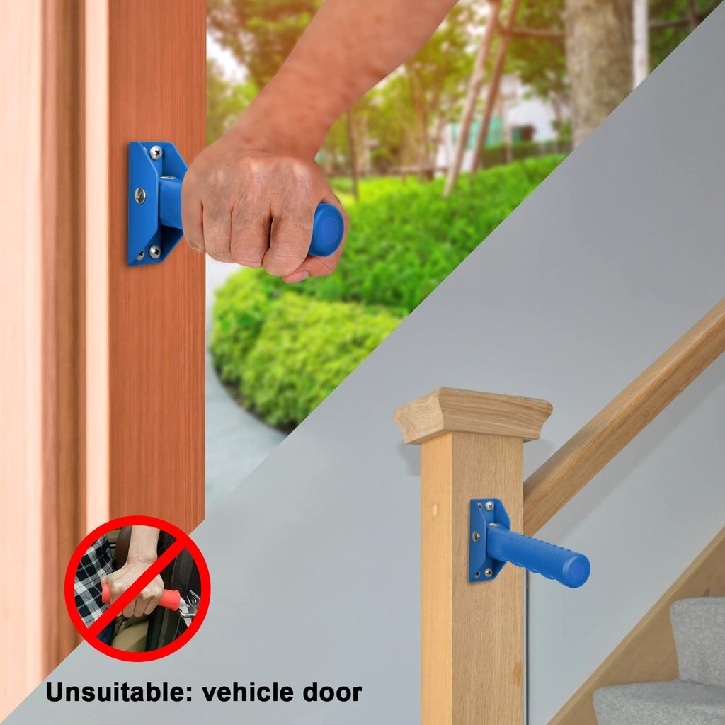 iGuerburn Doorway Flip Assist Handle, Door Assistant Support Grip Handle, Doorway Stair Assist Grab Bar for Elderly or People Who with Balance Issues - Supports Up to 300 Pounds (Blue)