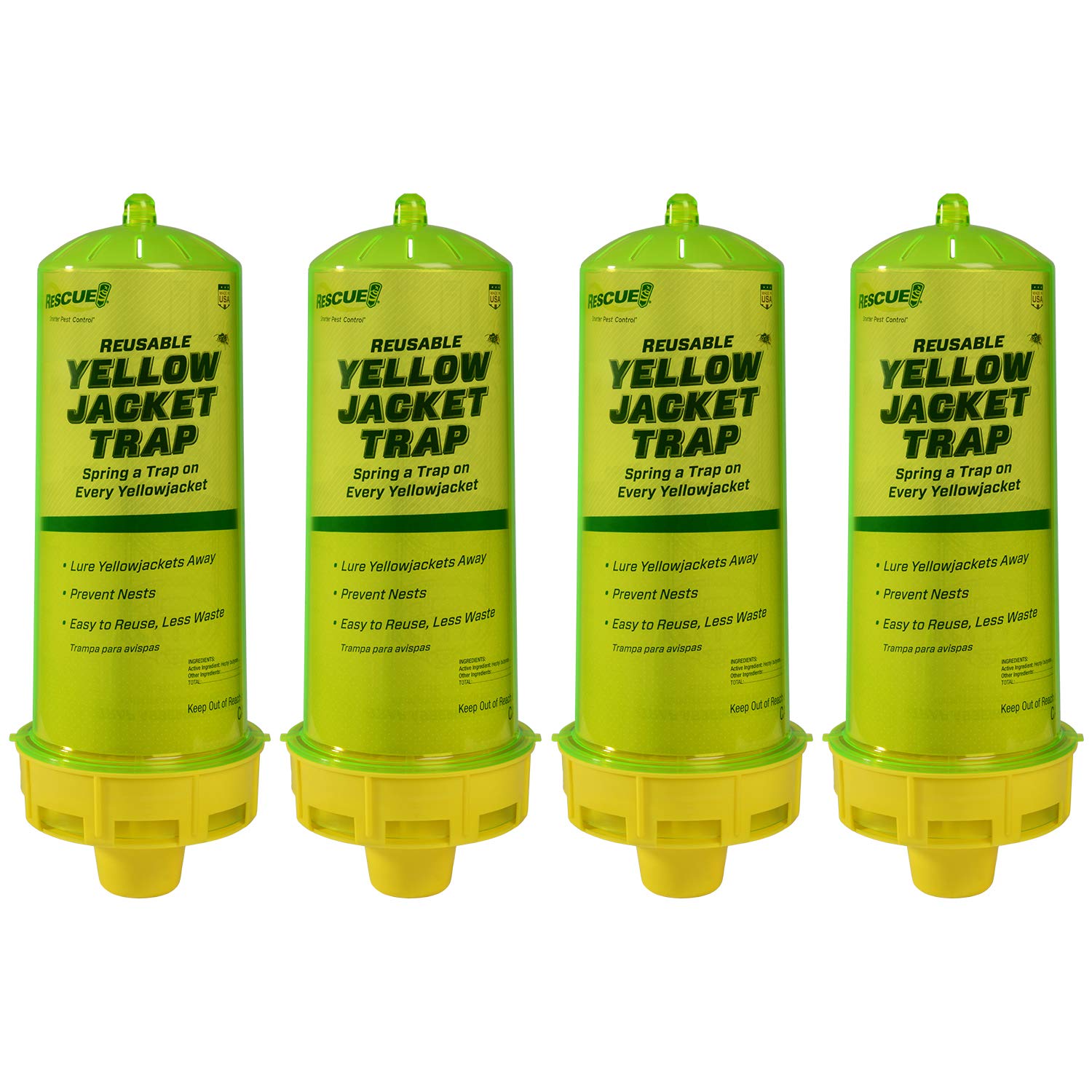 RESCUE! Reusable Yellowjacket Trap – Includes Attractant - 4 Traps