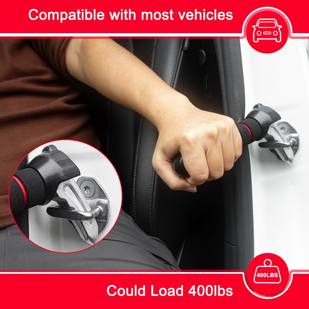 EVEME Car Door Handle for Elderly with Car Handle Assist,Support Handle Multifunction Handle Automotive Door Latch Handle Cane for Seniors and Handicapped (Red)