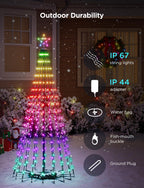 Govee Christmas Cone Tree Lights, 7.5ft 370 LEDs RGBIC Christmas Tree Lights with Smart App Control, IP67 Waterproof Outdoor String Lights for Christmas Decorations, 82+ Scene Modes, Music Sync