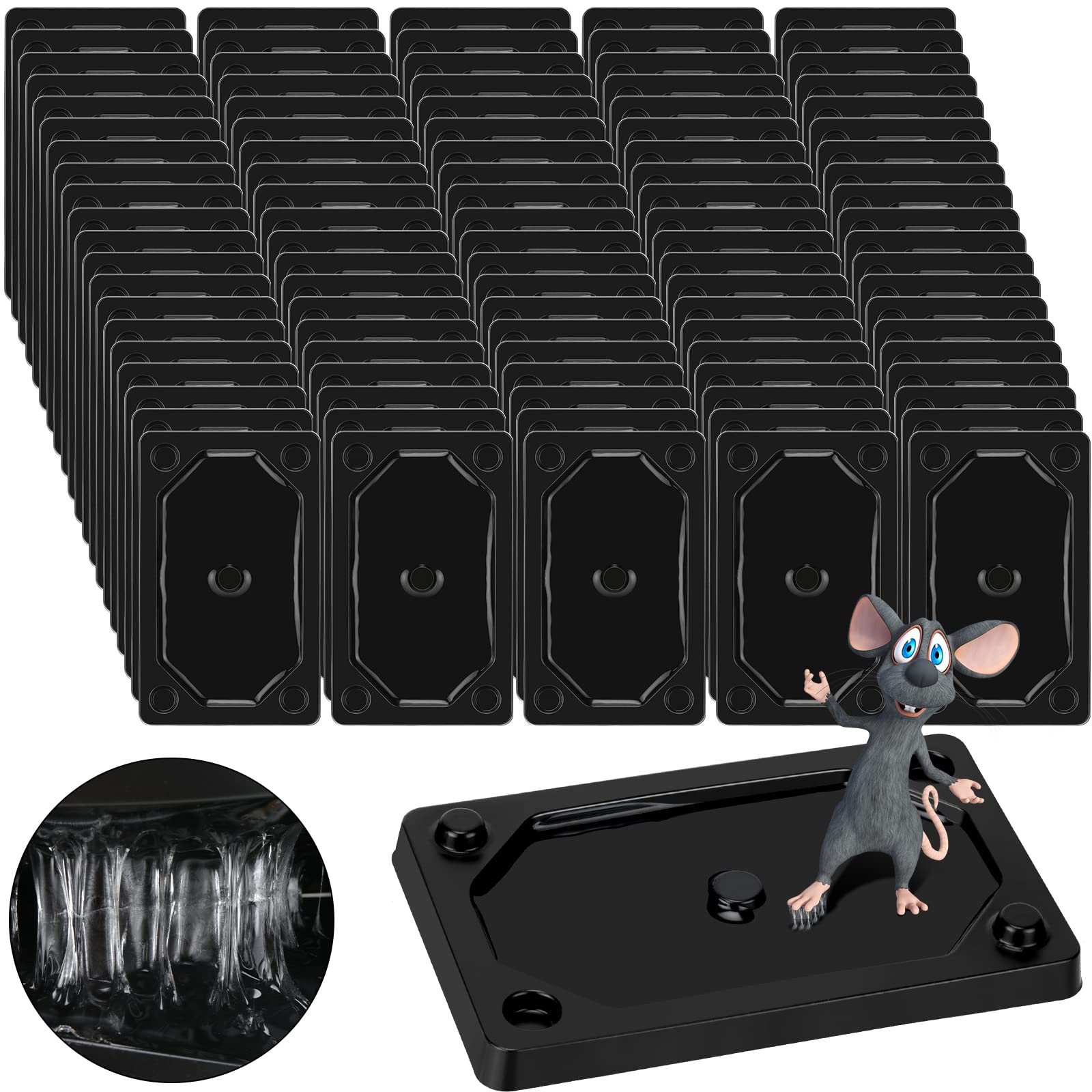Mouse and Insect Glue Traps Mouse Sticky Traps Plastic Sticky Adhesive Mice Snake Insect to Use Indoor (64 Pieces,3 x 5 Inch)