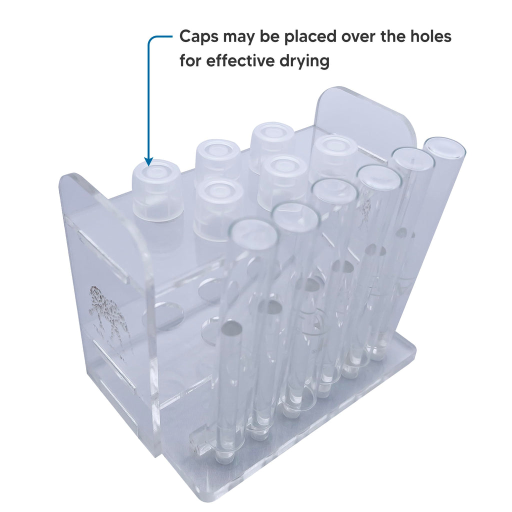 Aquarium Test Tube Holder, Handmade Rack, w/6 Slots and 6 Drying Poles for API and TC Glass Test Tubes