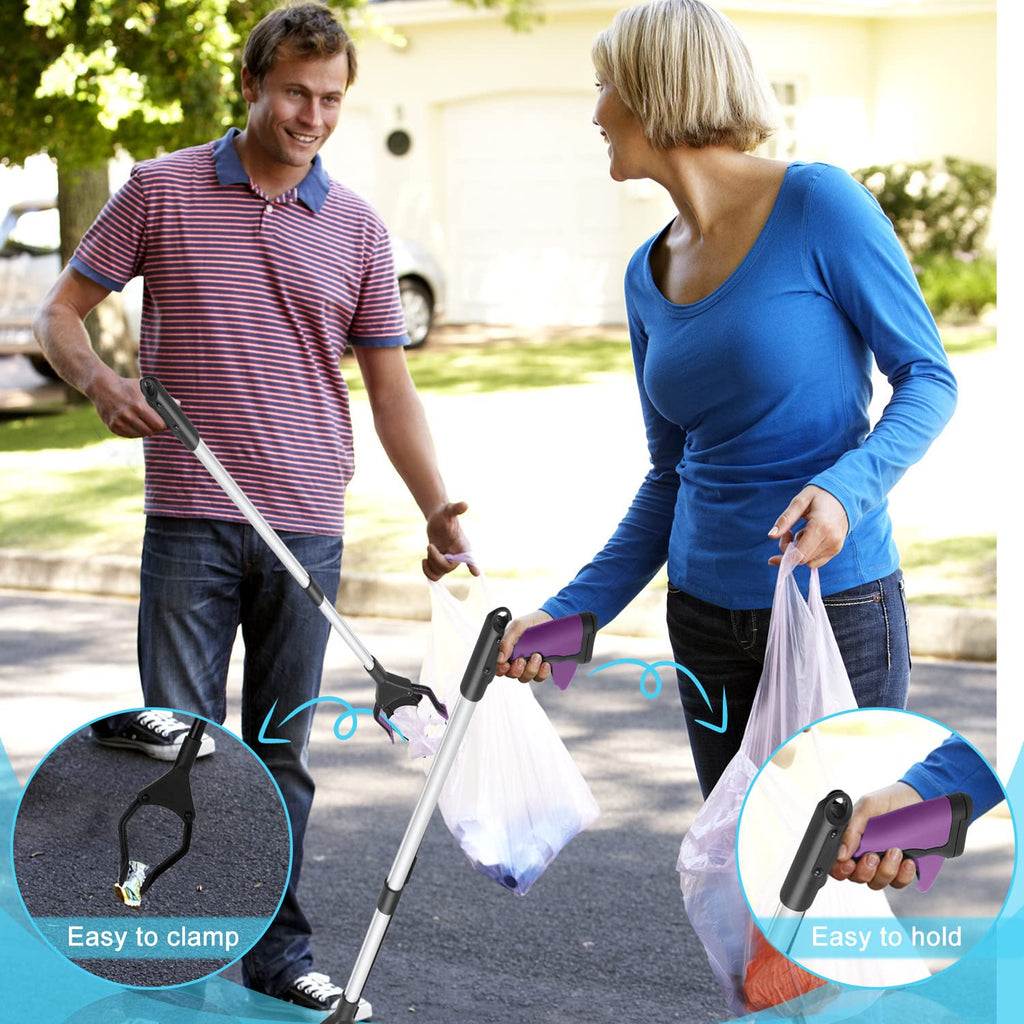 2-Pack Reacher Grabber Pickup Tool, 32" Long Grabber Reacher Tool, Trash Picker Grabber for Elderly Grab It Reaching Tool, Garbage Picker Upper Grabber, Litter Pick Up Grab Tool, Claw Grabber Stick