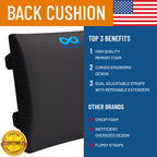 Everlasting Comfort Lumbar Support Pillow for Car Seat - Memory Foam Back Cushion for Car - Lumbar Pillow Promotes Better Posture, Back Pain Relief - Ideal for Driving