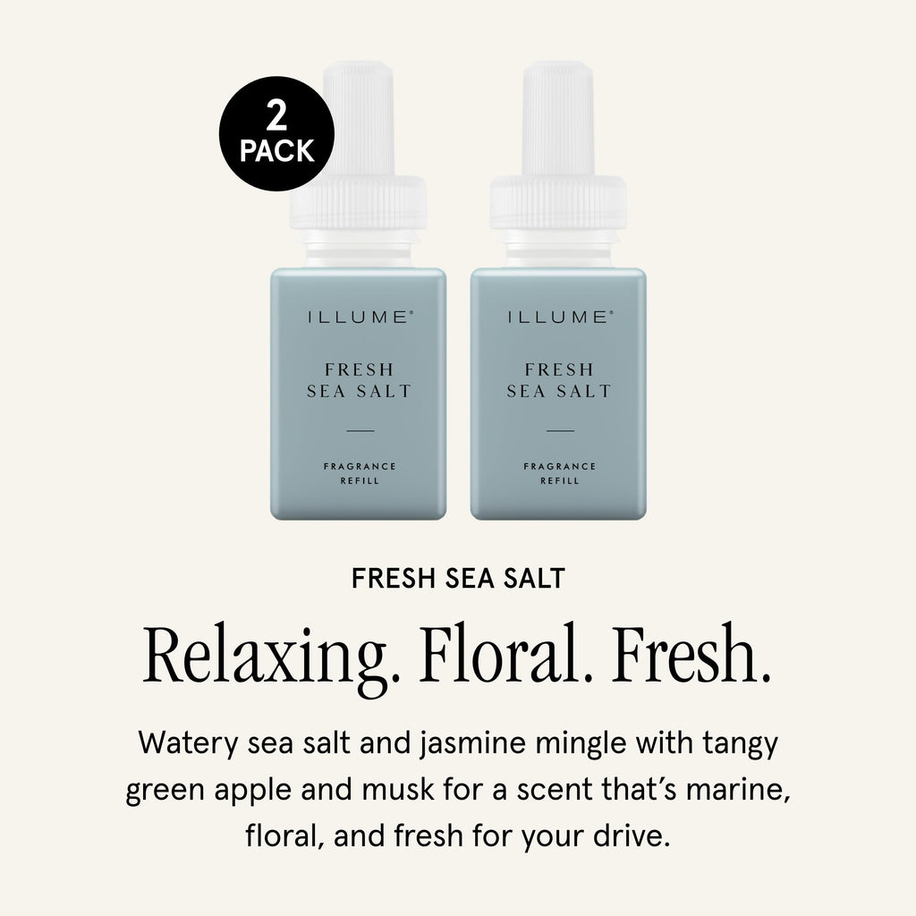 Pura & Illume Home Scent Refill - Smart Home Air Diffuser Fragrance - Up to 120-Hours of Luxury Fragrance per Refill - Household Essential - Clean & Safe Diffuser Fragrance - 2 Pack, Fresh Sea Salt