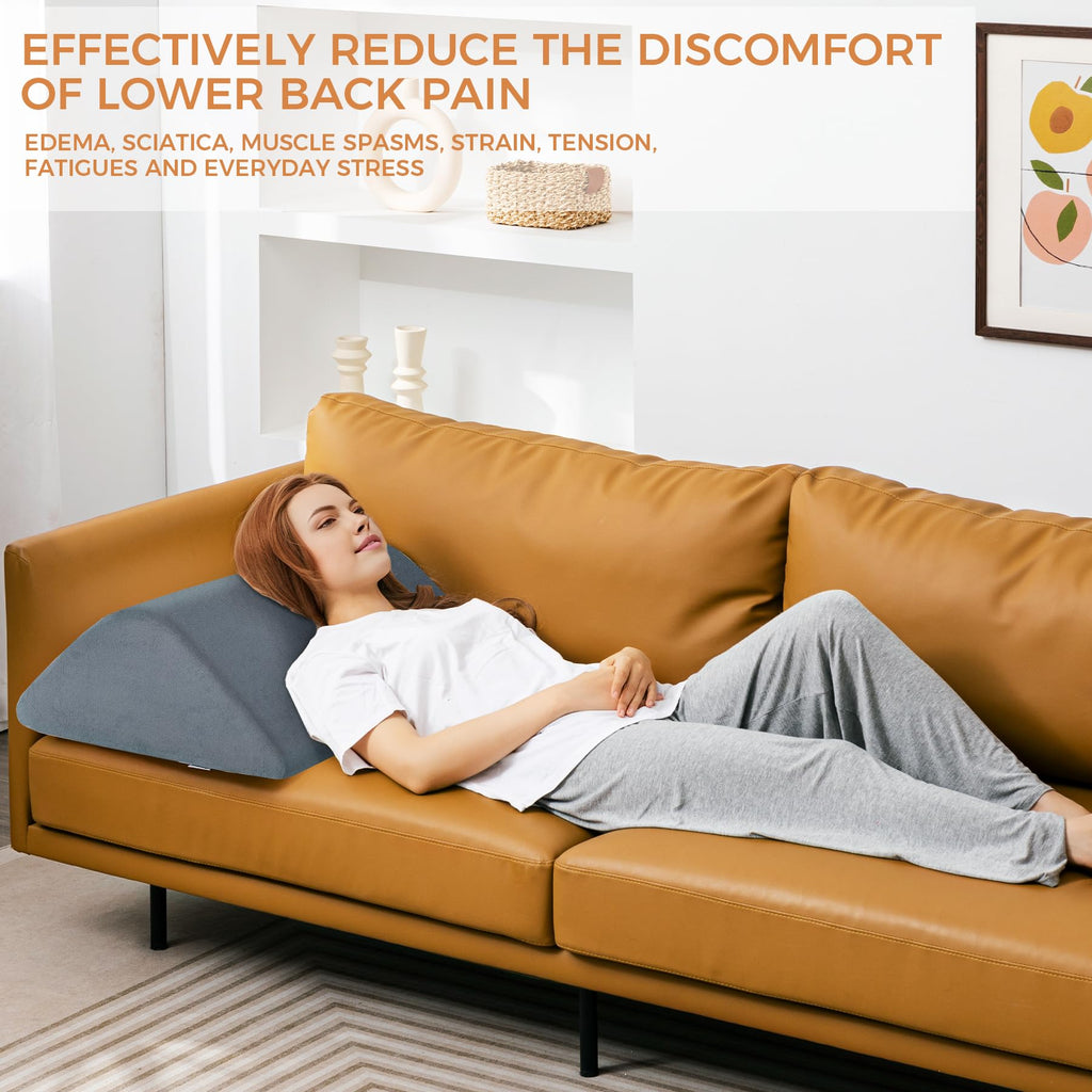 Knee Wedge Pillow 6.3'' for Post-Surgery Recovery - Leg Elevation Support for Sleep Position,Alleviating Lower Back & Hip Pain Enhancing Circulation in Ankles Legs Triangle Pillow with Removable Cover