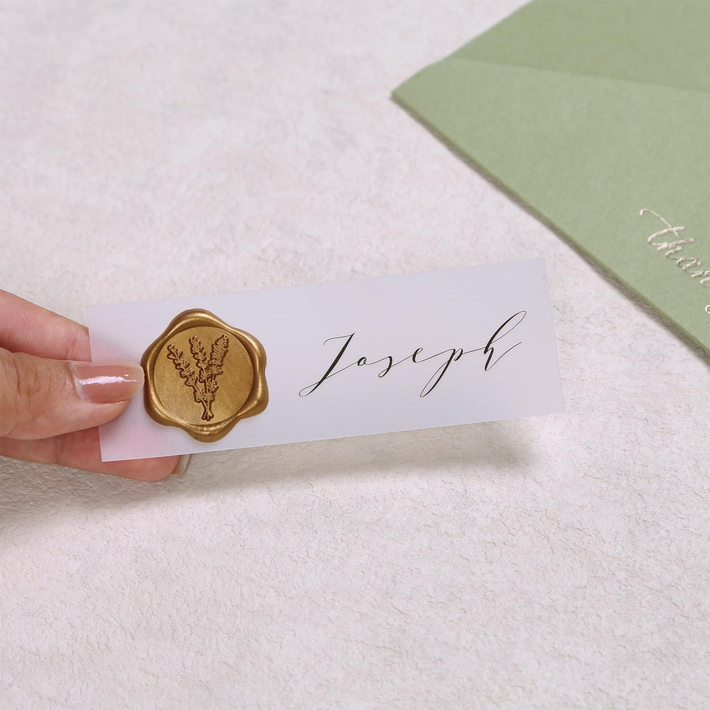 UNIQOOO Wax Seal Stickers - Eucalyptus Wedding Invitation Envelope Seal Stickers, 100 Pcs Self- Adhesive Antique Gold Stickers, Perfect for Invitation, Christmas, Gift Wrapping, Party