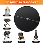 Huchiz 59" Fire Pit Mat for Solo Stove Bonfire, Double-Sided Fireproof Under Grill Mat Deck Patio Protector Pad, Round BBQ Mat for Solo Stove Accessories, Easy to Clean, Reusable