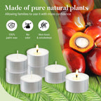 Unscented Tea Lights Candles 200 Pack,6 Hours Long Burning White Tea Candles Bulk,Non-Paraffin, Clean Burn, Smokeless, Palm Tealight Candles for Wedding,Centerpiece,Christmas Lights,Home Dceor