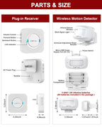 CallToU Bed Sensor Alarm and Fall Prevention for Elderly Wireless Caregiver Pager Motion Sensor&Detector Alert Monitor System 500FT for Home/Elderly/Patient/Dementia 1 Plug-in Receiver 1 Motion Sensor
