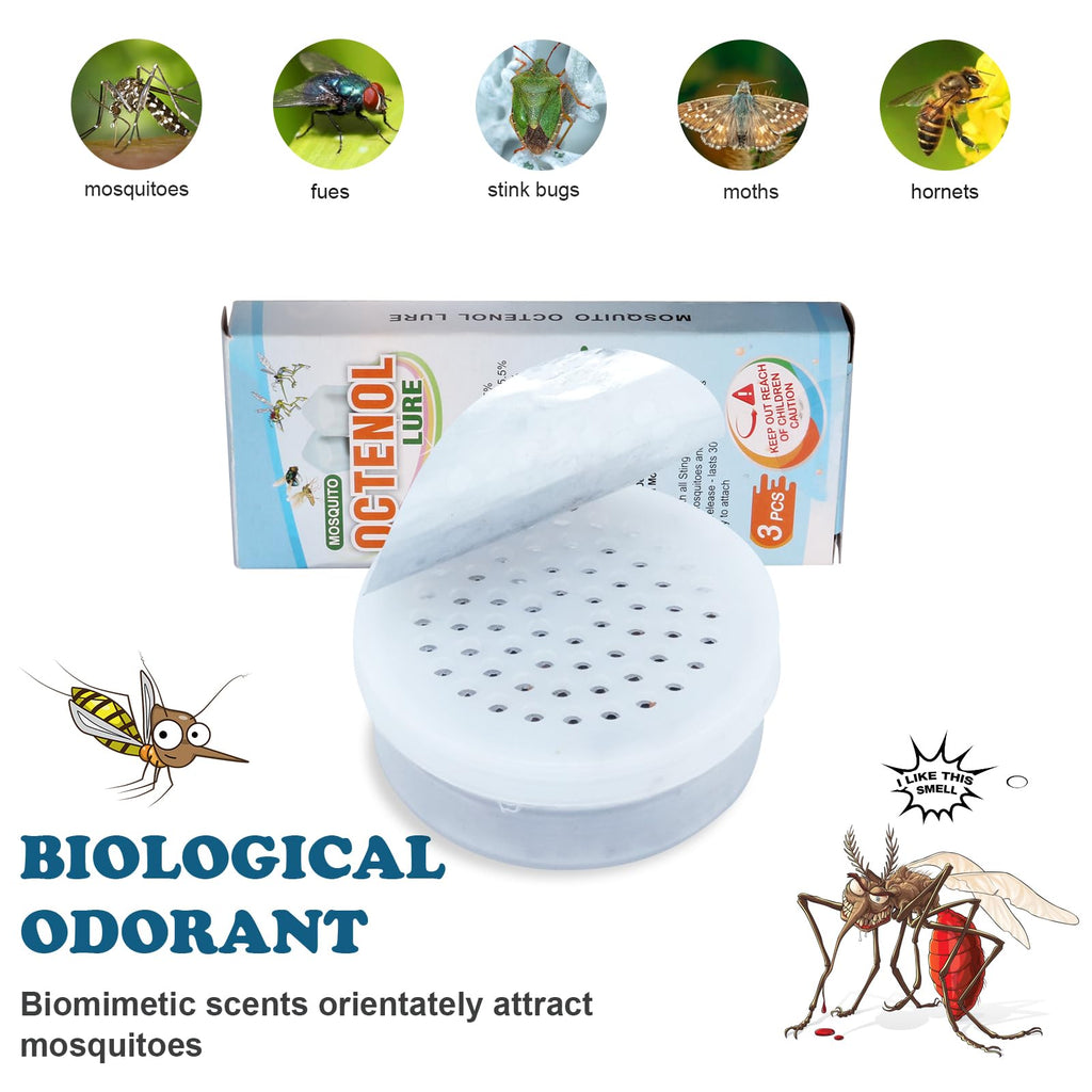 Hodiax Octenol Pest Lures 90 Days Supply 2023 Upgraded, 3PCs Biting Insect Attractant Refill Cartridge for Fly Traps, Bug Zappers, Mosquito Attractants, Universal Fit (3PCS in 1 Pack)