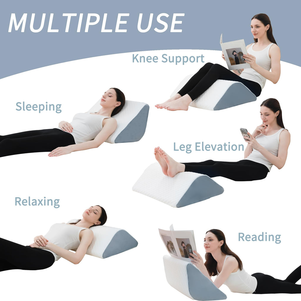Foamalusion Knee Wedge Pillow Bed Wedge Pillow for Sleeping, Wedge Pillows for After Surgery Leg Pillow for Knee Pain Relief, Back Pain, Sciatica, Hip Support
