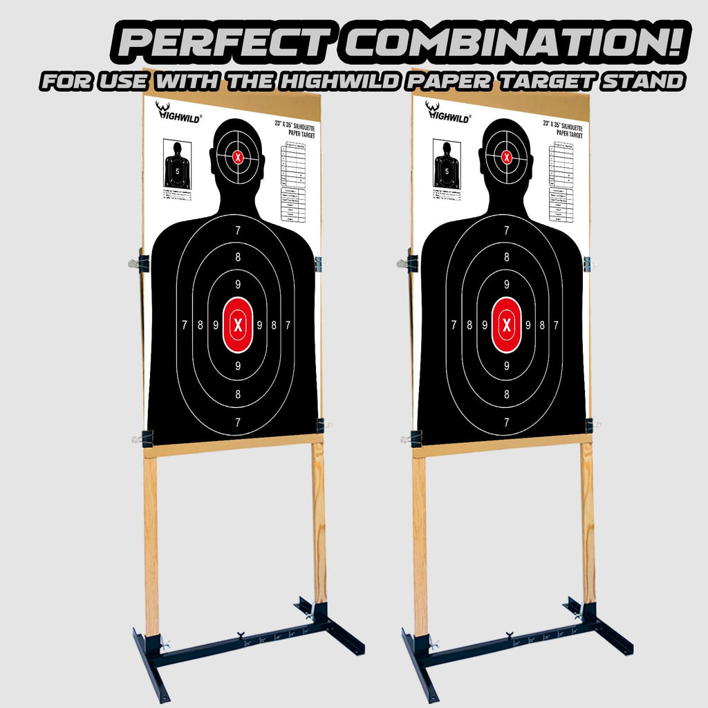 Shooting Range Silhouette Paper Target - 23X35 Inches - Suitable for Handguns, Rifles, Airguns, BB Guns (20 Pack, White & Black)