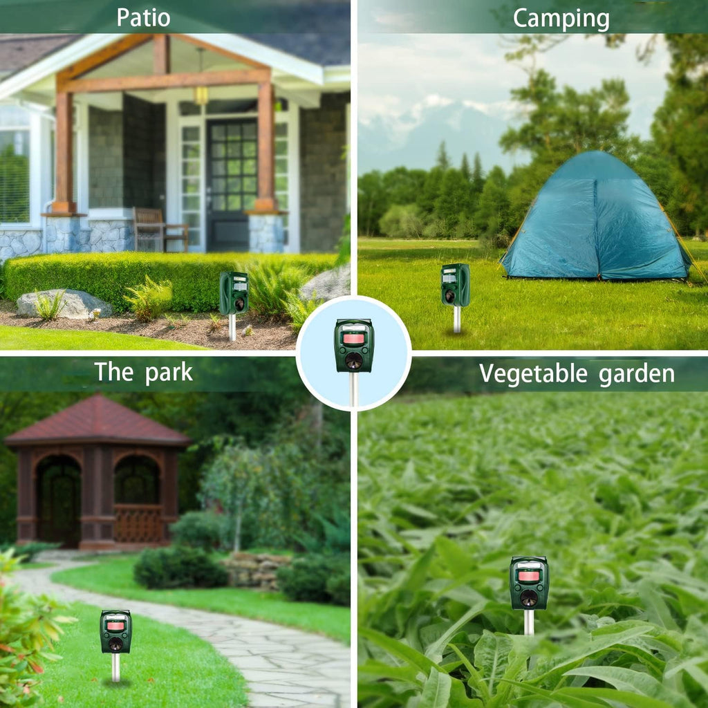 Ultrasonic Animal Repellent, Outdoor Solar Powered Squirrels Deterrent with Motion Sensor,Sound and LED Flashing,Waterproof Deer Repeller,Animal Repellent for Cat Dog Bird Skunk Rabbit Wild Pigs