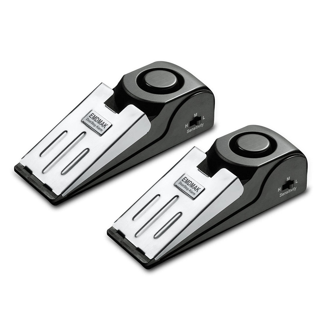 Door Stop Alarm with 120DB Siren Door Stop for Home & Travel (Black) (Pack of 2)