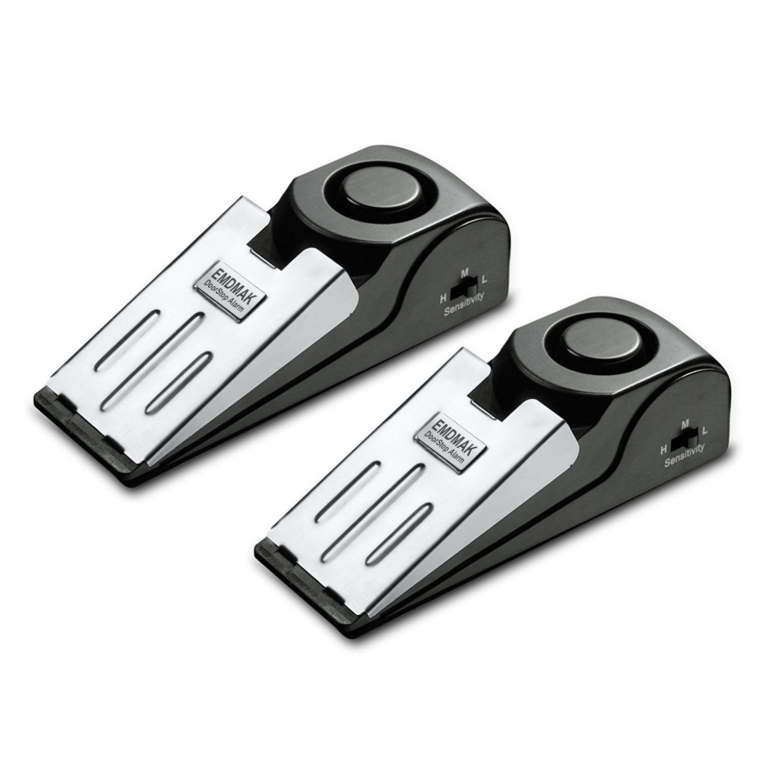 Door Stop Alarm with 120DB Siren Door Stop for Home & Travel (Black) (Pack of 2)