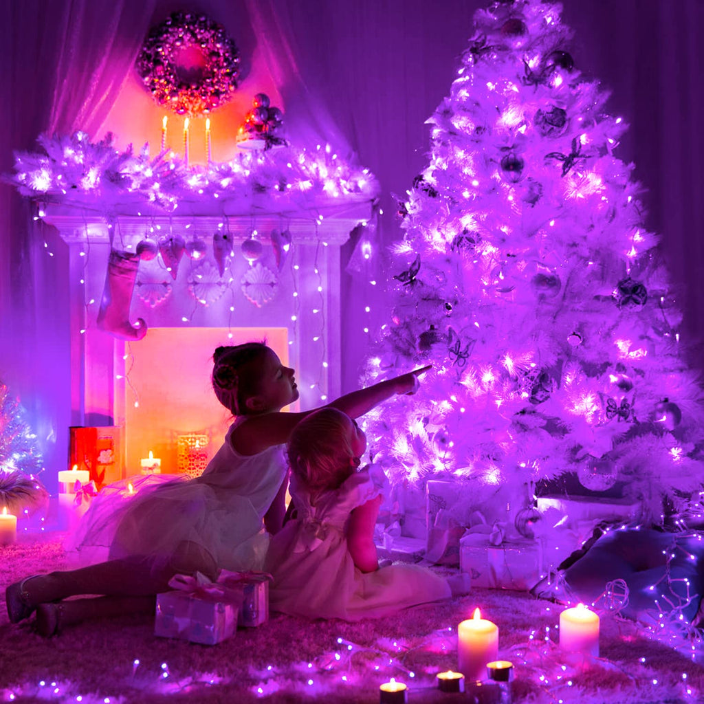 JMEXSUSS 600 LED Purple Halloween Lights Outdoor, 8 Modes Purple String Lights Indoor, 168ft Purple LED Christmas Lights Plug in for Bedroom Fireplace Party Halloween Christmas Tree Decorations