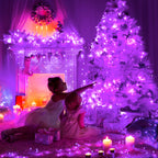 JMEXSUSS 600 LED Purple Halloween Lights Outdoor, 8 Modes Purple String Lights Indoor, 168ft Purple LED Christmas Lights Plug in for Bedroom Fireplace Party Halloween Christmas Tree Decorations
