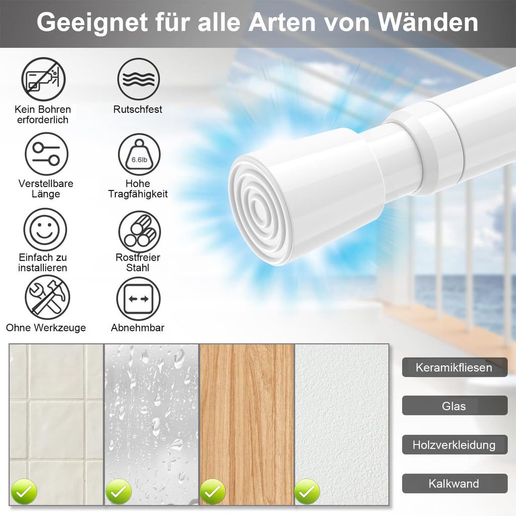 AIZESI 2pcs Spring Tension Rods Adjustable 26 to 39 inch Small Tension Curtain Rod No Drilling Expandable Spring Loaded Curtain Rod,Suitable for Doors and Windows 28 to 36 inch, White