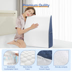 Welzona 8inch Wedge Pillow for Legs, Gel-Infused Memory Top Foam Layer Bed Wedge Pillow for Leg, Knee, Ankle, Triangle Leg Pillow Wedge for Side Sleeping, White/Navy Blue