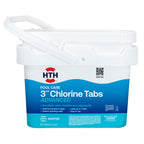HTH 42055 Pool Care 3" Chlorine Tabs Advanced, Swimming Pool Sanitizer with Clarifier & Algaecide - Destroys Bacteria & Algae, Delivers Crystal Clear Water All Season, Slow Dissolving, 25 lbs