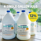 CPDI Champion 4-Pack Pool Shock Liquid Chlorine, 12.5 Sodium Hypochlorite, 1 Gallon – Ready-to-Use Treatment for Clear Water and Algae Control in Above Ground & Inground Swimming Pools