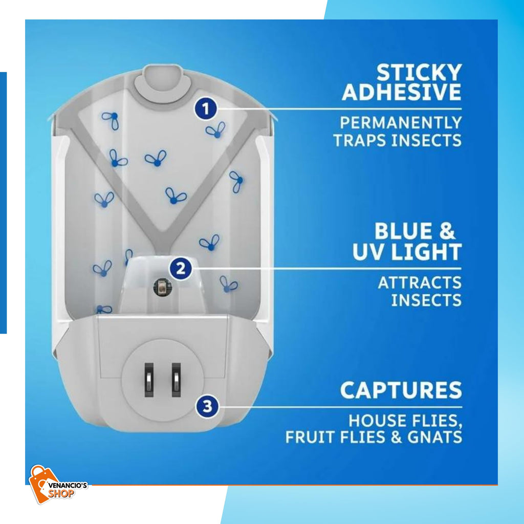 Zevo [Refill + Device] Flying Insect Trap Fly Trap, Flying Insects Fruit Flies Gnats House + Sticky Fruit Trap & (1) Card Protector Venancio’sSticker (2 Devices + 2 Refills)