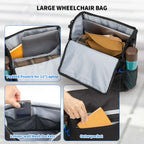 ZHCHG Wheelchair Bag, Wheelchair Backpack with Cup Holder, Wheelchair Bag to Hang on Back, Electric & Wheel Chair Accessories, Large Storage Bag for Walker Rollator