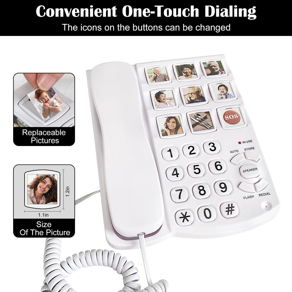 It can Edit 9 one Touch Memory Speed Dialing and Images, Elderly Image Phone, Phone for Patients with Alzheimer's Disease and Enlarged Phone for Patients with Hearing Impairment