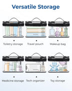 TSA Approved Toiletry Bag, 2 Pack Clear Makeup Cosmetic Bag Organizer, Quart Size Travel Bag for Toiletries, Carry-on Travel Accessories Essentials, Black-2pcs