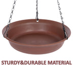 VUWEZ Hanging Bird Bath, Hanging Bird Water Feeder for Outdoors, Feeder Bowl, 1 Pack Birdbath Tray Accessories for Outside, Plastic Birdbaths Tray for Garden Patio Decoration (14", Chocolate)