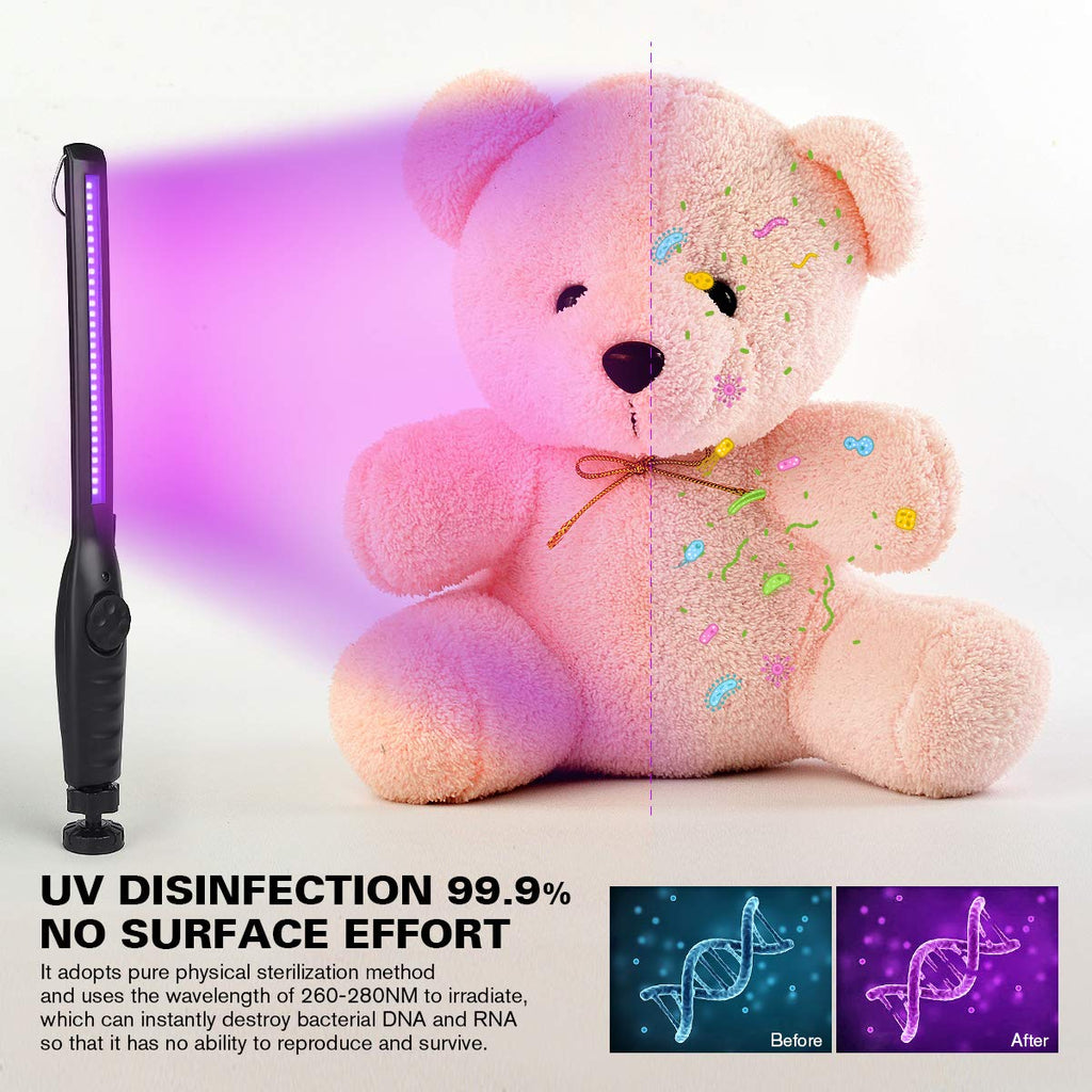UV Light Sanitizer, Portable UV Light Disinfection Lamp USB Rechargeable Ultraviolet Light Sanitizer for Home Hotel Travel Car Kills 99% of Germs Viruses & Bacteria UV Light Sanitizer Wand