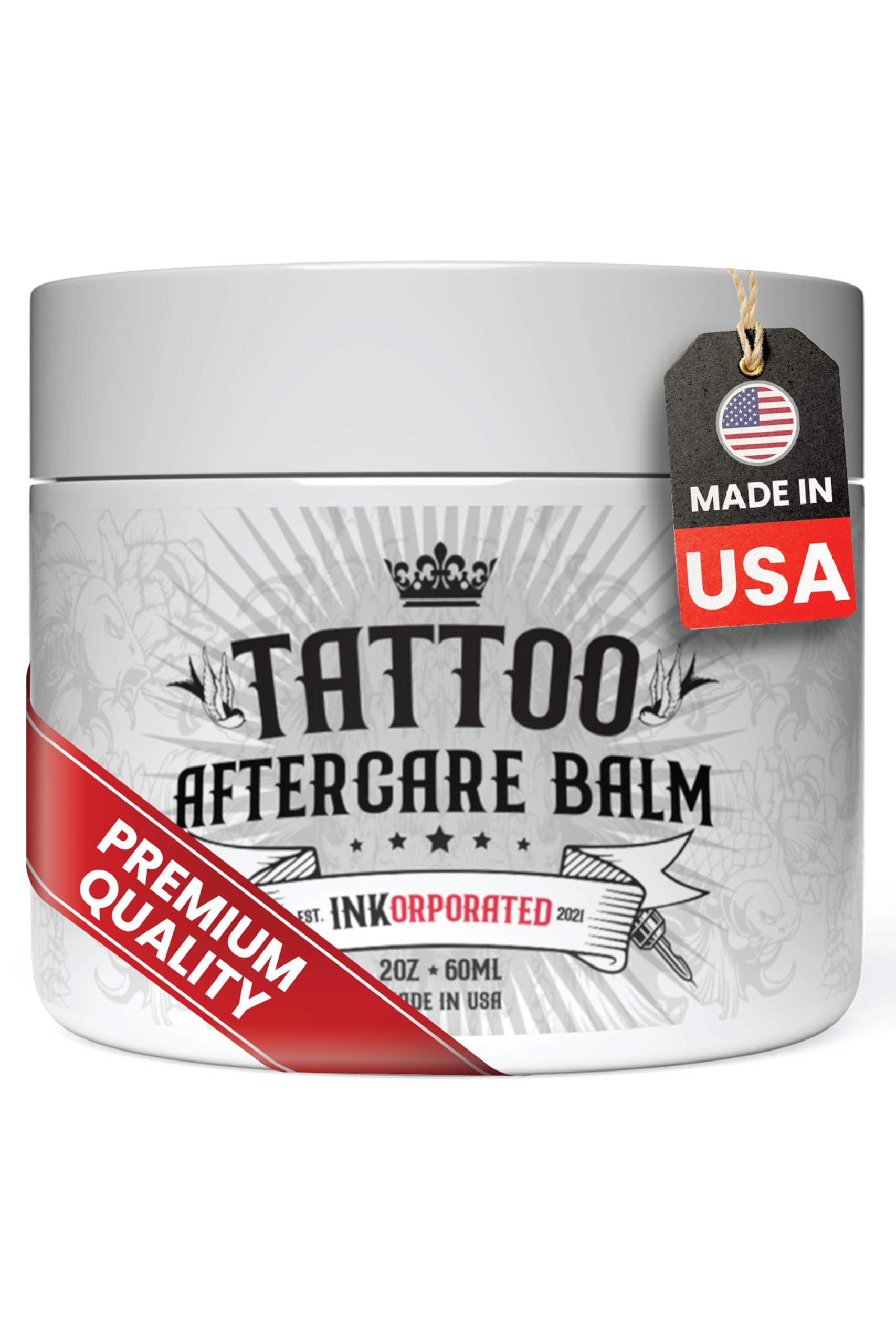 INKorporated Premium Tattoo Aftercare Healing Balm - Tattoo Skin Lotion and Moisturizer Cream For Swelling, Redness, Irritation - Tattoo Balm Brightener Aftercare Product Kit Supply (2oz)