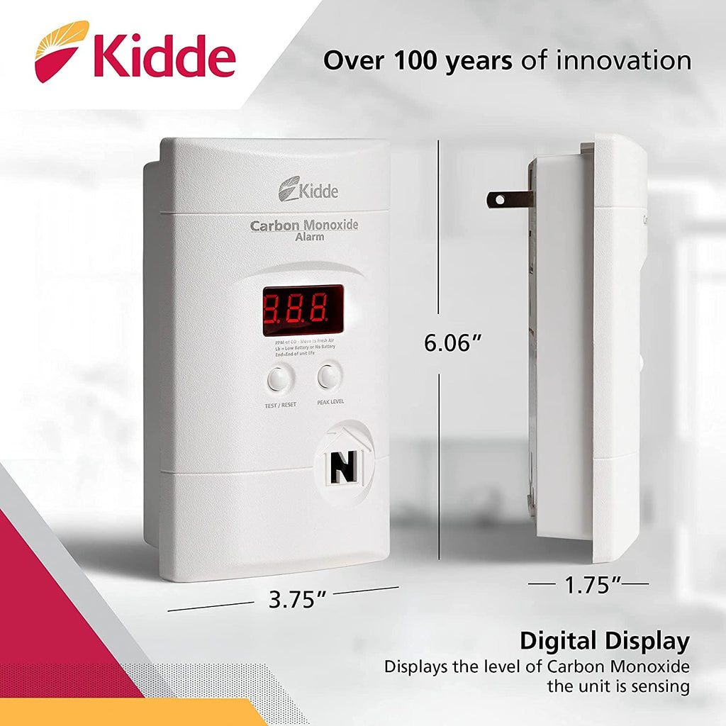 Kidde 2-Pack Plug-in and 10-Year Battery Carbon Monoxide Detectors with Digital Display