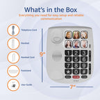 SMPL Big Button Phone for Seniors, Simple Corded Landline Home Telephone for Elderly, Handicap, Alzheimer’s, Dementia, Hearing & Vision Impaired 56010