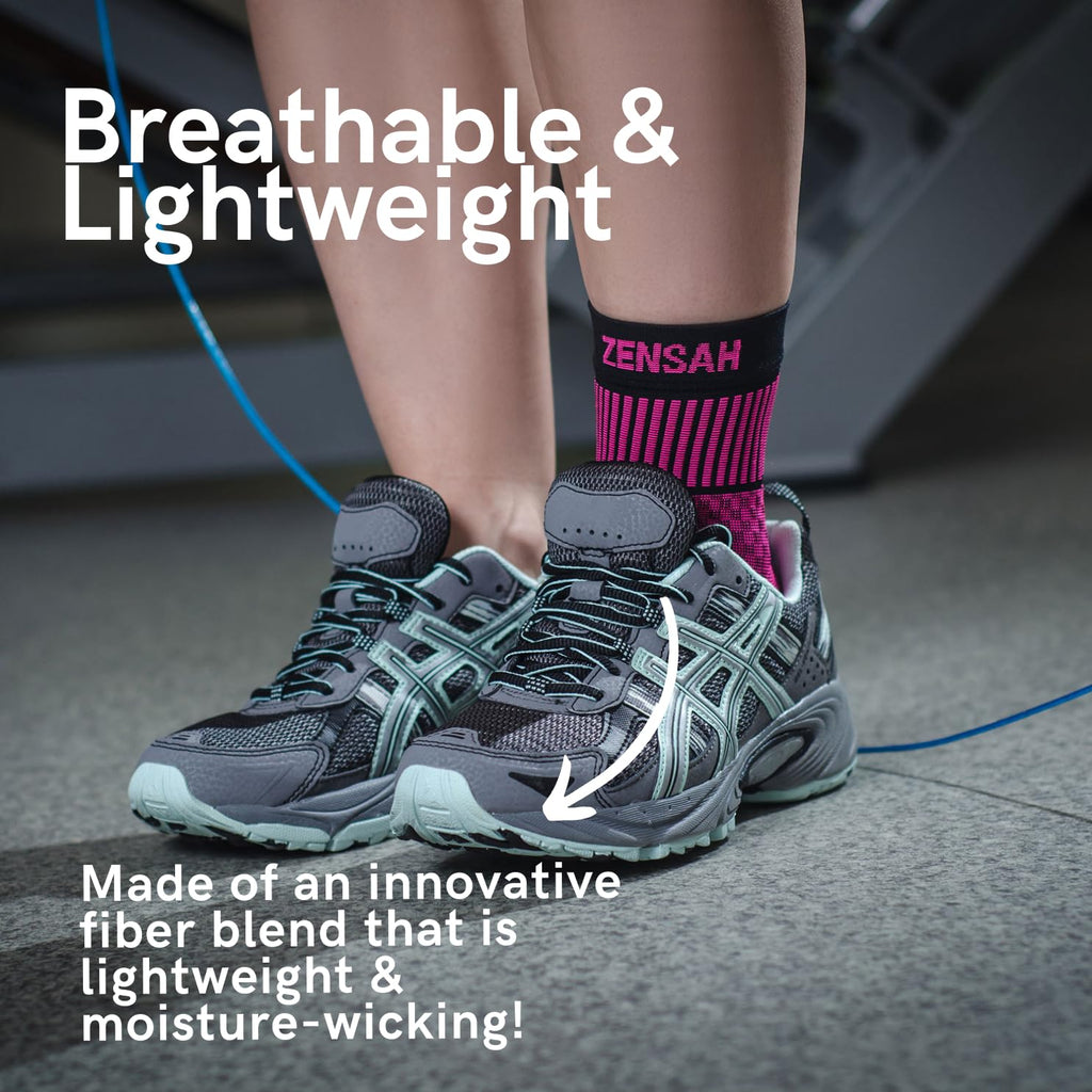 Zensah Ankle Support - Compression Ankle Brace - Great for Running, Soccer, Volleyball, Sports - Ankle Sleeve Helps Sprains, Tendonitis, Pain (Medium, Black - Pair)